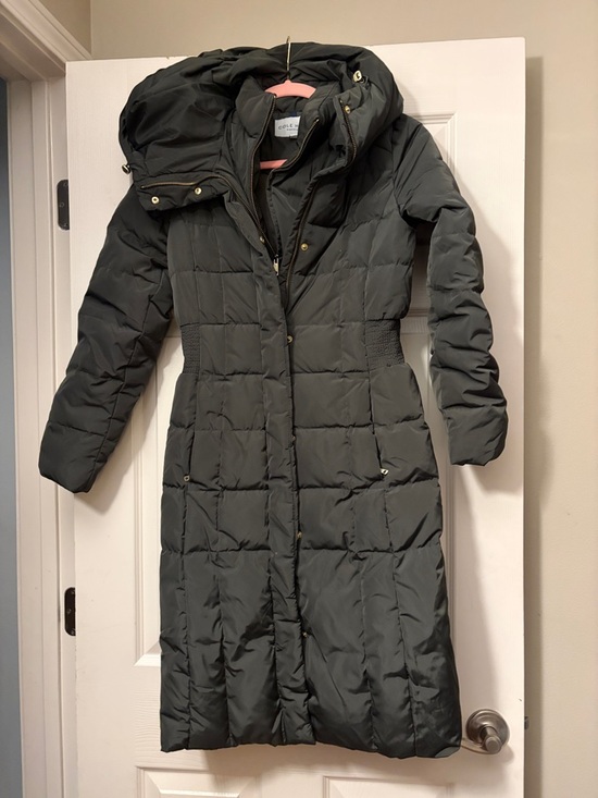 Cole Haan Jackets & Blazers - Cole Haan Olive Green Long Quilted Hooded Puffer Coat